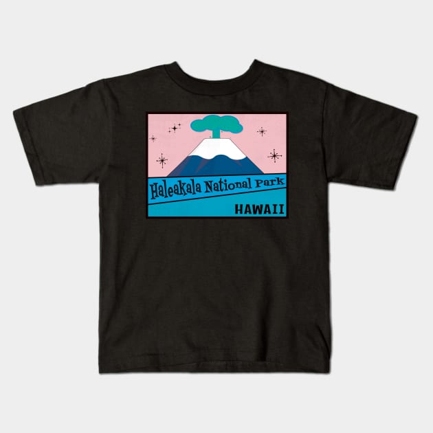Haleakala National Park Hawaii Vintage Mid-Century 2 Kids T-Shirt by TravelTime